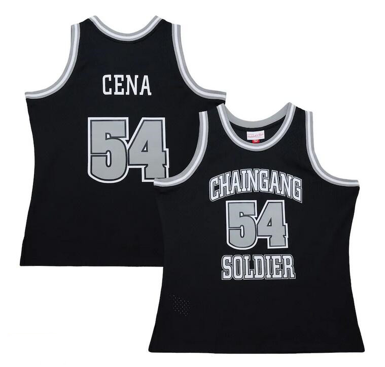 Men's Chain Gang Soldier #54 John Cena Black Stitched Basketball Jersey